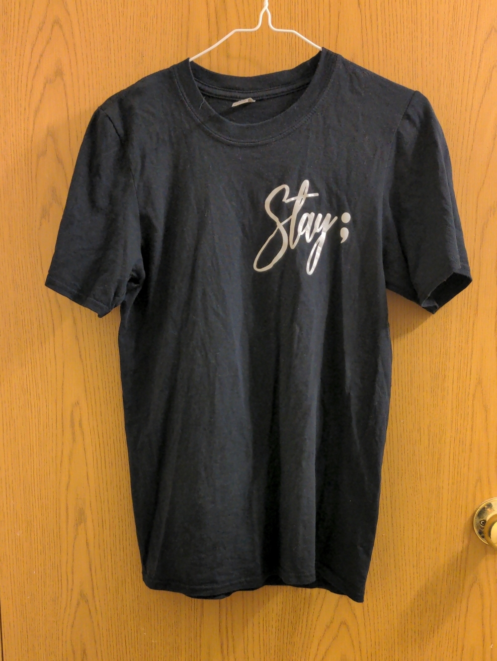 Stay; Suicide Awareness Unisex Black T-Shirt